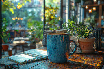 Remote work images featuring stylish coffee mugs, planners, and tech devices appeal to lifestyle bloggers. Concept of lifestyle branding.