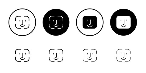 Face id icon Flat fill set collection