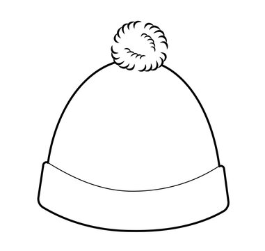 recommend clip art: Bobble Hat with pompom. Knitted Winter Head Fashion accessory cap clothing technical illustration. Vector headgear for Men, women, unisex style, flat template CAD mockup sketch outline isolated