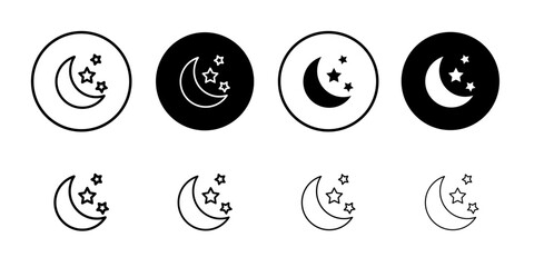 Moon stars icon Flat fill set collection