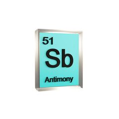 Antimony side - Periodic Table Element, Scientific and Educational Use, Transparent and Translucent Design, 3D Render