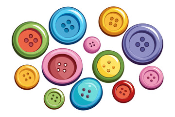 Collection of various sewing button on white background. each on is shot separately