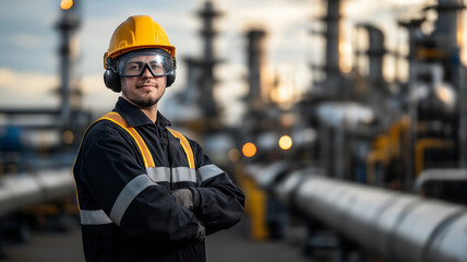 Worker in an industrial plant in work clothes
