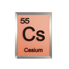 Cesium front - Periodic Table Element, Scientific and Educational Use, Transparent and Translucent Design, 3D Render