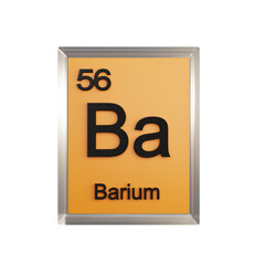 Barium front - Periodic Table Element, Scientific and Educational Use, Transparent and Translucent Design, 3D Render