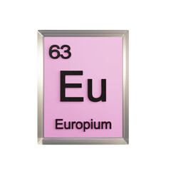 Europium front - Periodic Table Element, Scientific and Educational Use, Transparent and Translucent Design, 3D Render