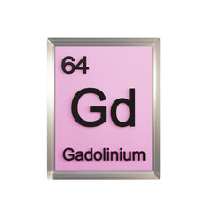 Gadolinium front - Periodic Table Element, Scientific and Educational Use, Transparent and Translucent Design, 3D Render