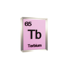 Terbium side - Periodic Table Element, Scientific and Educational Use, Transparent and Translucent Design, 3D Render