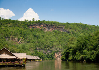 Fototapeta premium River Houses on the River Kwai, Kanchanaburi, Thailand