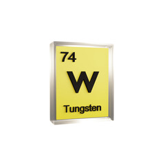 Tungsten side - Periodic Table Element, Scientific and Educational Use, Transparent and Translucent Design, 3D Render