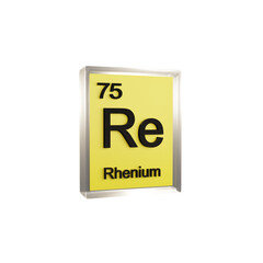 Rhenium side - Periodic Table Element, Scientific and Educational Use, Transparent and Translucent Design, 3D Render