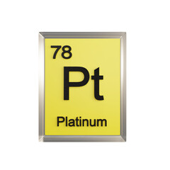 Platinum front - Periodic Table Element, Scientific and Educational Use, Transparent and Translucent Design, 3D Render