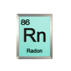 Radon front - Periodic Table Element, Scientific and Educational Use, Transparent and Translucent Design, 3D Render