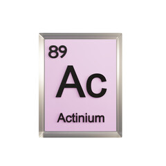 Actinium front - Periodic Table Element, Scientific and Educational Use, Transparent and Translucent Design, 3D Render