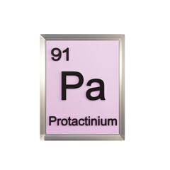 Protactinium front - Periodic Table Element, Scientific and Educational Use, Transparent and Translucent Design, 3D Render