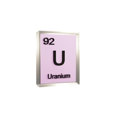 Uranium side - Periodic Table Element, Scientific and Educational Use, Transparent and Translucent Design, 3D Render