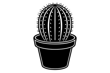 Cactus in a flowerpot isolated on white background vector art illustration