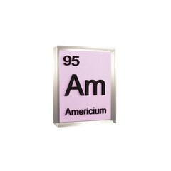 Americium side - Periodic Table Element, Scientific and Educational Use, Transparent and Translucent Design, 3D Render