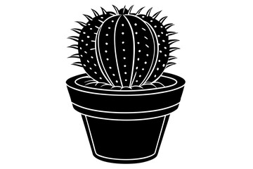 Cactus in a flowerpot isolated on white background vector art illustration