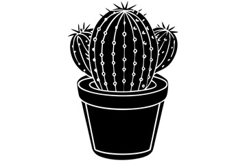 Cactus in a flowerpot isolated on white background vector art illustration