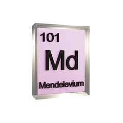 Mendelevium side - Periodic Table Element, Scientific and Educational Use, Transparent and Translucent Design, 3D Render