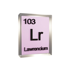 Lawrencium side - Periodic Table Element, Scientific and Educational Use, Transparent and Translucent Design, 3D Render
