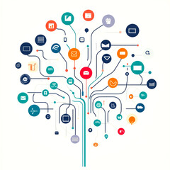 Visual representation of digital communication networks.