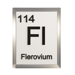 Flerovium front - Periodic Table Element, Scientific and Educational Use, Transparent and Translucent Design, 3D Render