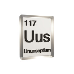Ununseptium side - Periodic Table Element, Scientific and Educational Use, Transparent and Translucent Design, 3D Render