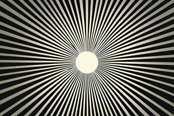Obraz premium Bold black and white radial pattern emanating from a central light source with striking graphic elements