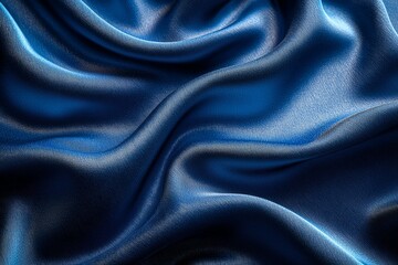 Fototapeta premium A smooth and luxurious blue satin fabric draping elegantly with natural folds and shadows
