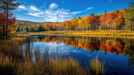 Tranquil Autumn Scene with Reflections in Water