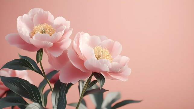 Vintage-style peonies on a smooth rose-pink background, muted colors, slightly faded petals, Mother's Day greeting card aesthetic, warm nostalgic tones