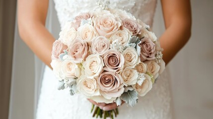 Elegant Bridal Bouquet of Soft Roses and Greenery