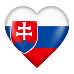 Obraz premium Slovakia flag heart button with clipping path