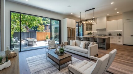 Fototapeta premium Modern Living Room with Large Windows and Natural Light