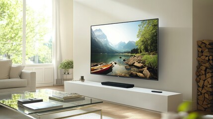 Modern Living Room with Scenic TV Display