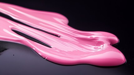 Pink paint spilled on black surface, abstract art and color contrast concept