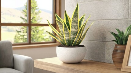 Fototapeta premium Stylish Indoor Plant with Decorative Pot in Bright Room