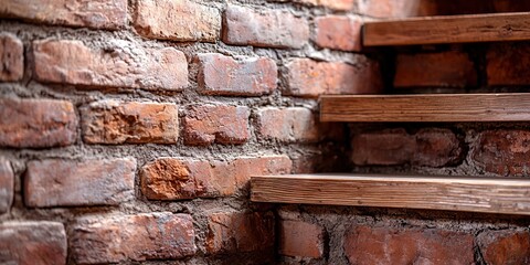 staircase against brick wall