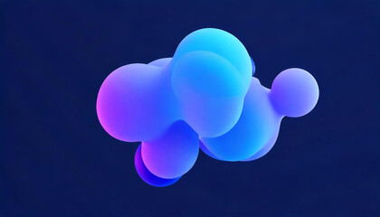 Blue and purple gradient color floating liquid blob. 3d rendering picture.