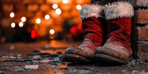 santa's boots in chimney 