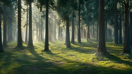 Peaceful Armenian Forest Glade with Tall Pines