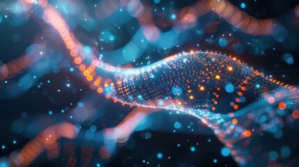 Colorful Abstract Wave with Glowing Particles and Lights