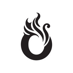 Vector Letter O Logo with Flame Shape - A Stylish and Dynamic Calligraphy Design Featuring Fire Elements, Perfect for Brands Looking to Convey Energy, Creativity, and Bold Typography.
