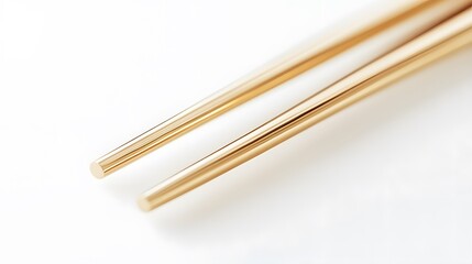 Gold Chopsticks isolated on white background. 