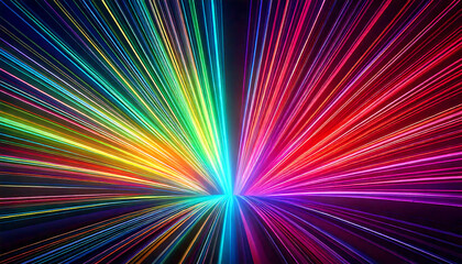 3d render, abstract background with colorful spectrum. Bright neon rays and glowing lines. 