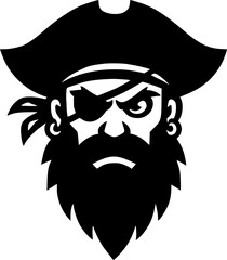 Cartoon pirate mascot head silhouette vector image file