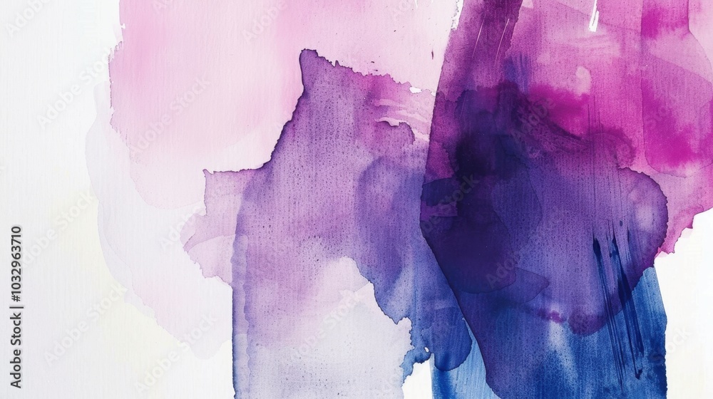 Poster Abstract Watercolor Art in Pink and Purple Shades