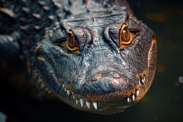 Obraz premium Mystic portrait of Saltwater Crocodile in studio, copy space on right side, Close-up View, isolated on white background